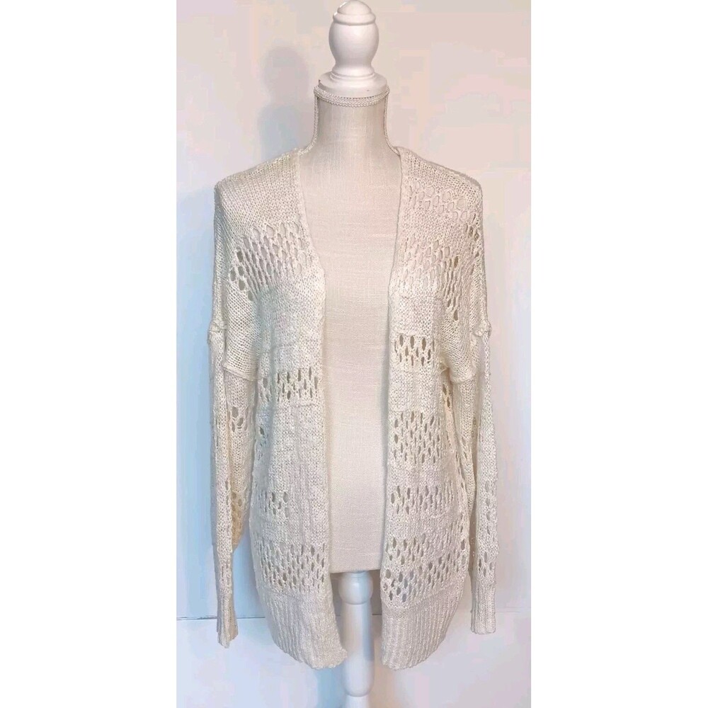 Unbranded Beige Size M Open Knit Oversized Longline Cardigan